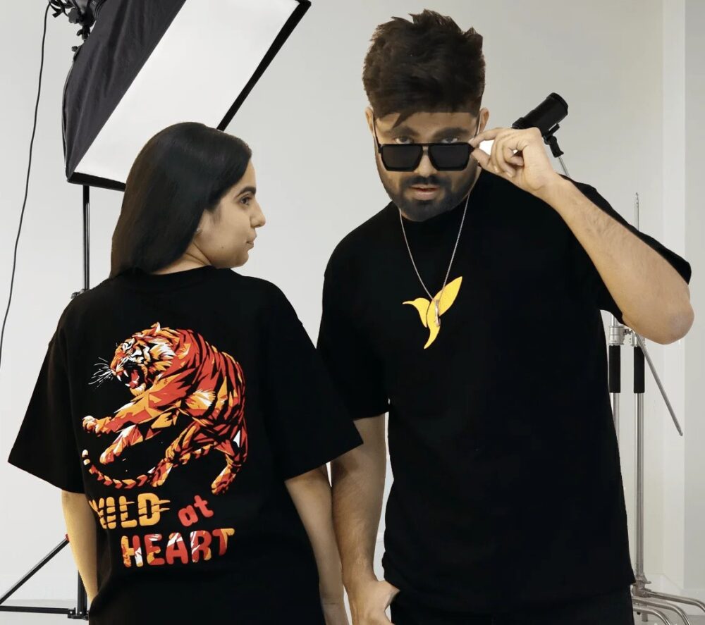 Tiger Graphic Puff Print Black T-Shirt